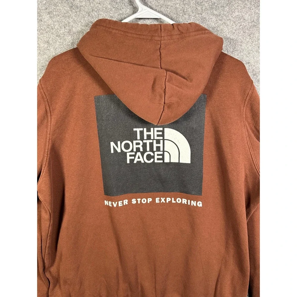 The North Face Mens Large Clay Brown Fleece Pullover Hoodie Logo Sweatshirt‎